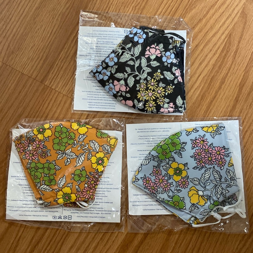 ❤️ Tory Burch New Floral Print Face Mask Set Bundle of 3